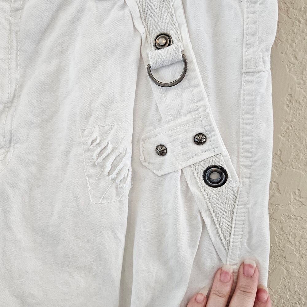 White Cargo Pants Multi Pockets Straight Leg Relax Fit Women Size 31 Punk Casual - Picture 4 of 14